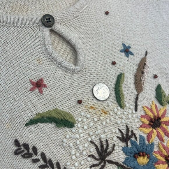 Alfred Dunner Vintage Crewel Embroidered Sweater Sleeveless Floral Ladies Size L - Picture 6 of 9